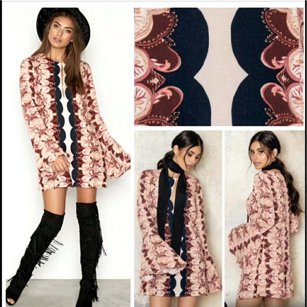 Free People “Ossie Vibes”Bell Sleeve Tunic Dress